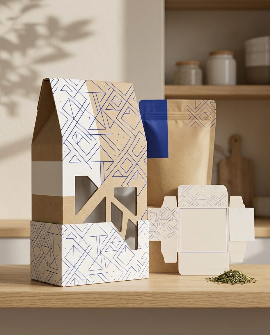 Custom printed food and retail packaging with coordinated carton designs
