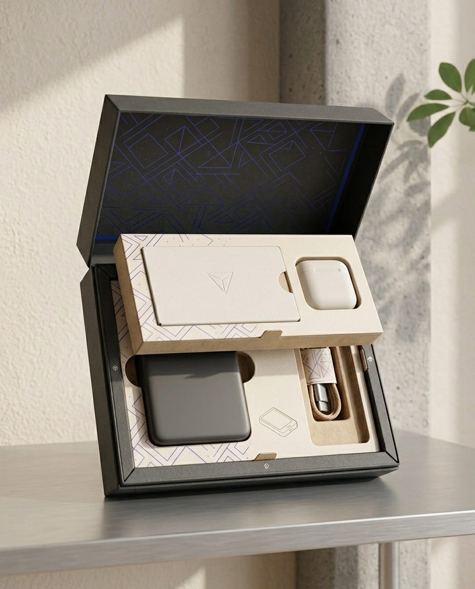 Premium beauty and wellness packaging box with fitted compartments