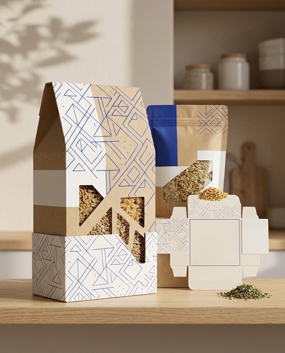 Custom food and beverage packaging with printed cartons and natural materials